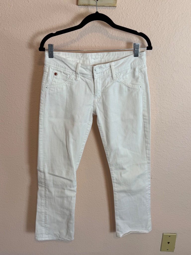 Hudson Staple Summer Jeans Women's Sz 27 Beth Crop Baby Boot Flap Pockets, White — image 3 of 8
